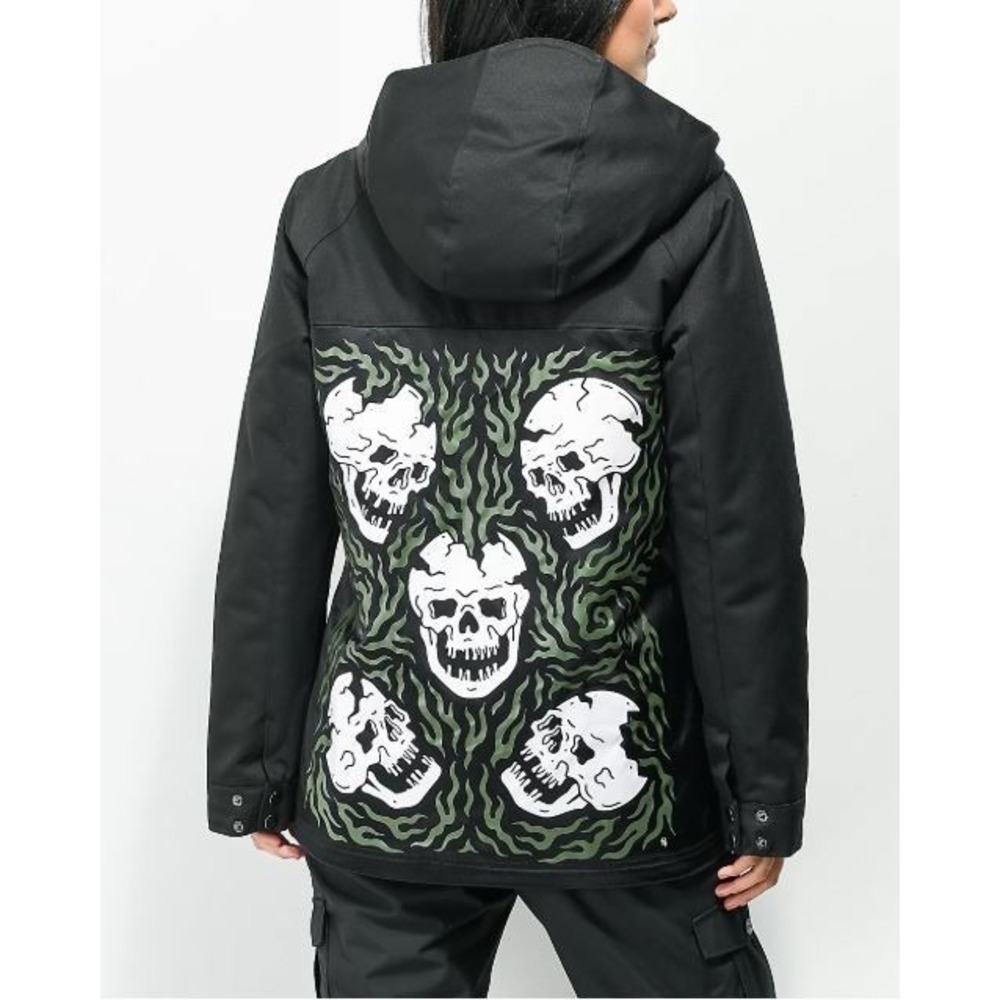 Lurking Class Women's Size L Snowboard Ski Jacket Insulated Hooded Skulls Black